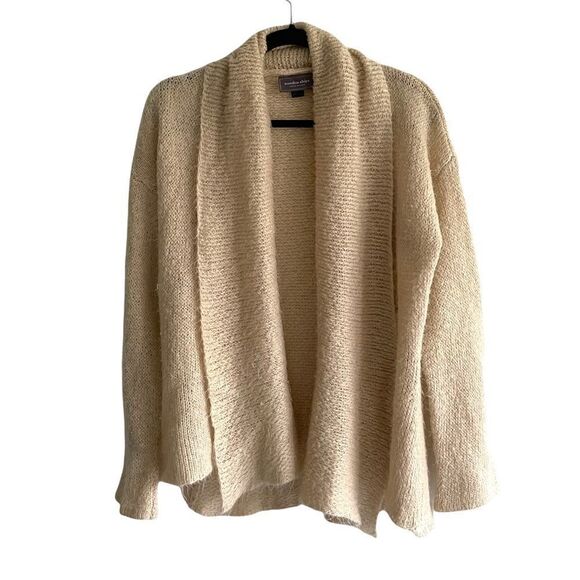 WOODEN SHIPS Wool Mohair Open Cardigan Sweater Cream L - Picture 3 of 9